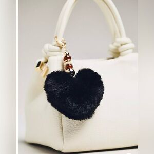 NWT Anthropologie Faux Fur Heart Bag Charm 🖤